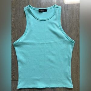 Liz & Sara Aqua Ribbed Top